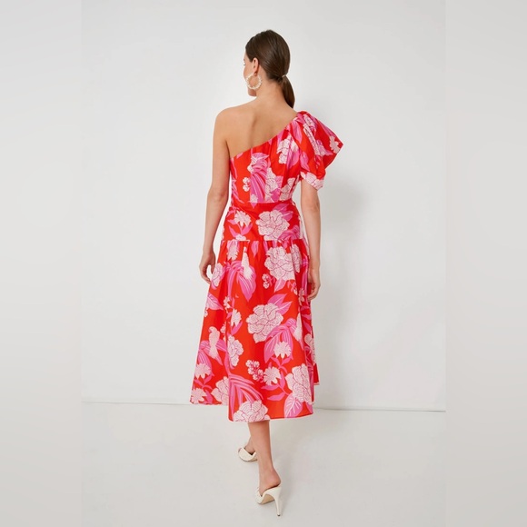 FARM RIO Dew Drop Floral Red Midi Dress, New with tags - Picture 3 of 4